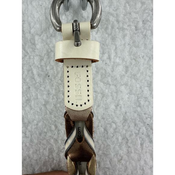 Fossil, Open Lace Weave Multi Metallic Leather Belt, Size Small - Picture 8 of 8